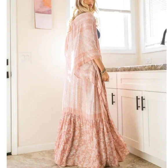 2. LAST 1! MAXI EXTRA Long Flowy Prairie Oversize Bohemian Paisley Kimono - Picture 2 of 6